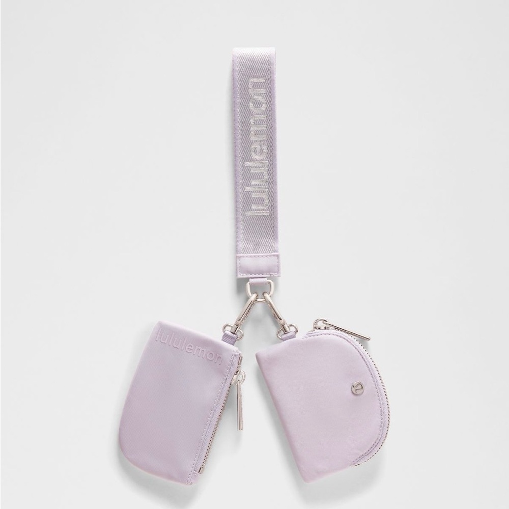 Lululemon Faint Lavendar Metallic Wordmark Wristlet